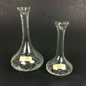 Neiman Marcus 2 Bud Vases Clear Blown Glass Swirl Delicate Vintage Made In Italy